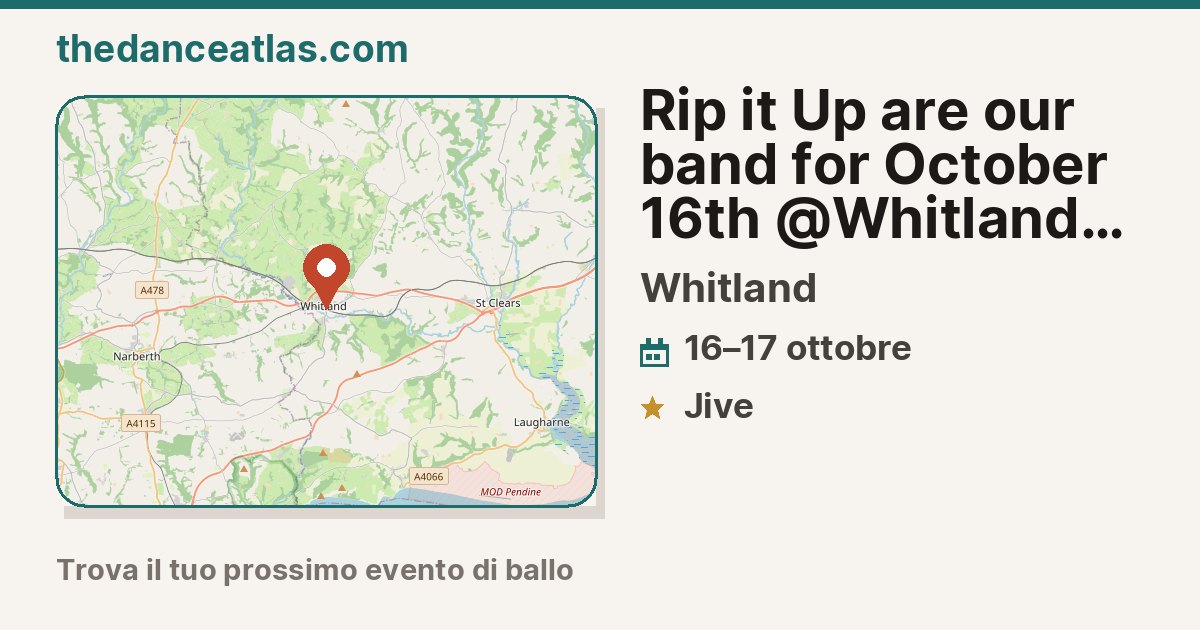 Rip it Up are our band for October 16th😁💃🕺 @Whitland Sports & Social Club, Station Road SA34 0QE
